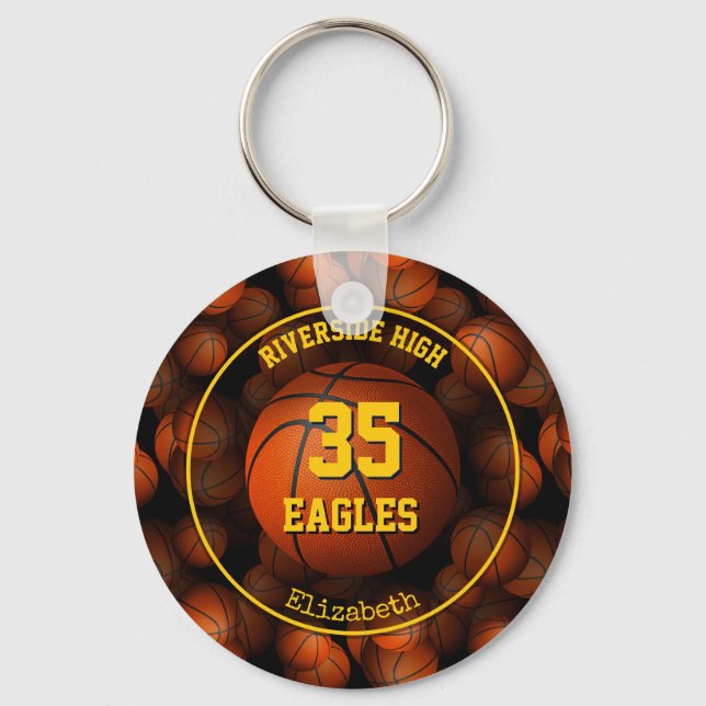 Girls' basketball personalised key ring (Front)