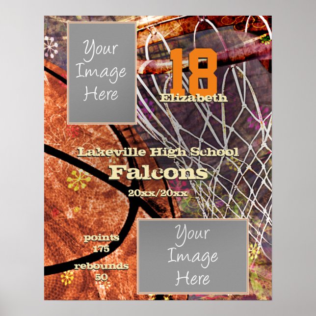 girls basketball player team photos sports poster (Front)