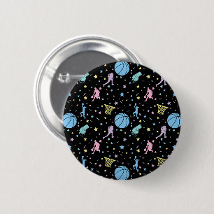 Girls Basketball Players - Stars Pattern 6 Cm Round Badge