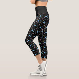 Girls Basketball Players - Stars Pattern Capri Leggings