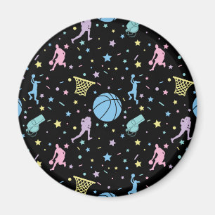 Girls Basketball Players - Stars Pattern Magnet