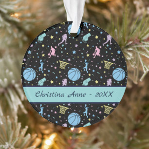 Girls Basketball Players - Stars Pattern Ornament