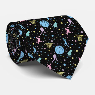 Girls Basketball Players - Stars Pattern Tie