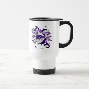 girls basketball stars purple white travel mug