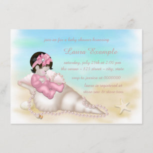 Girls Beach Baby Shower Invitation