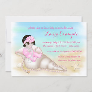 Girls Beach Baby Shower Invitation