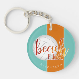 girls "beach please" personalised volleyball key ring