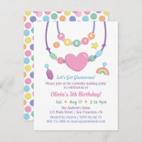 Girls Beads And Jewellery Making Party Invitations