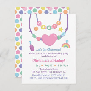 Girls Beads And Jewellery Making Party Invitations