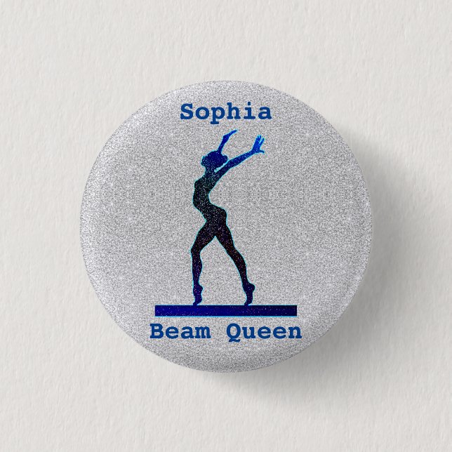 Girls Beam Queen Custom Gymnastics Pin Buttons (Front)