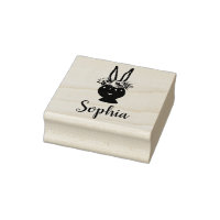 Girls Beautiful Flowers Rabbit and Name Bookplate