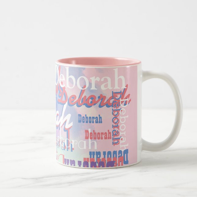 girl's beautiful names pattern pink Two-Tone coffee mug (Right)