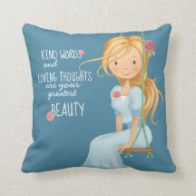 Girls beauty inspirational quote throw pillow