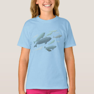 Girl's Beluga Whale T-Shirt Cute Whale Art Shirts