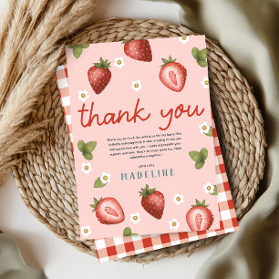 Girls Berry First Kids 1st Birthday Thank You Card