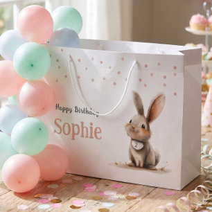 Girl's Birthday Cute Bunny Large Gift Bag
