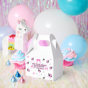 GIRLS BIRTHDAY FAVOR BOX PURPLE BLACK HEARTS STARS