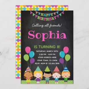Girls Birthday Invitation Chalkboard