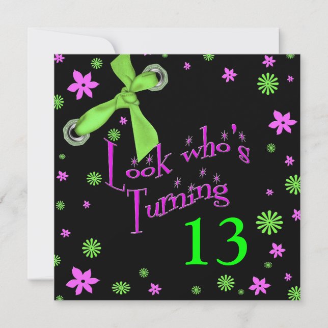 Girl's  Birthday Invitation, INSERT AGE, Bow Invitation (Front)