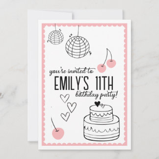 Girls Birthday Invitation pink