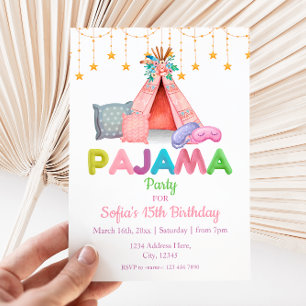 Girls Birthday Pajama Party Invitation