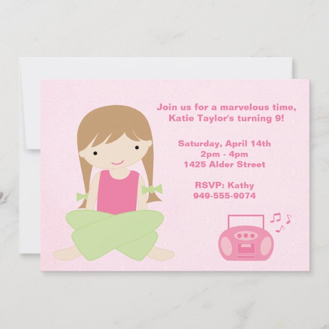 Girls Birthday Party Invitation (Front)