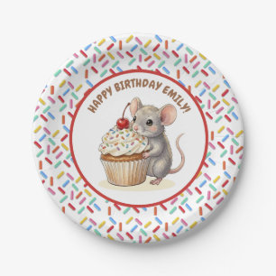 Girl's Birthday Party   Mouse & Cupcake   Paper Plate