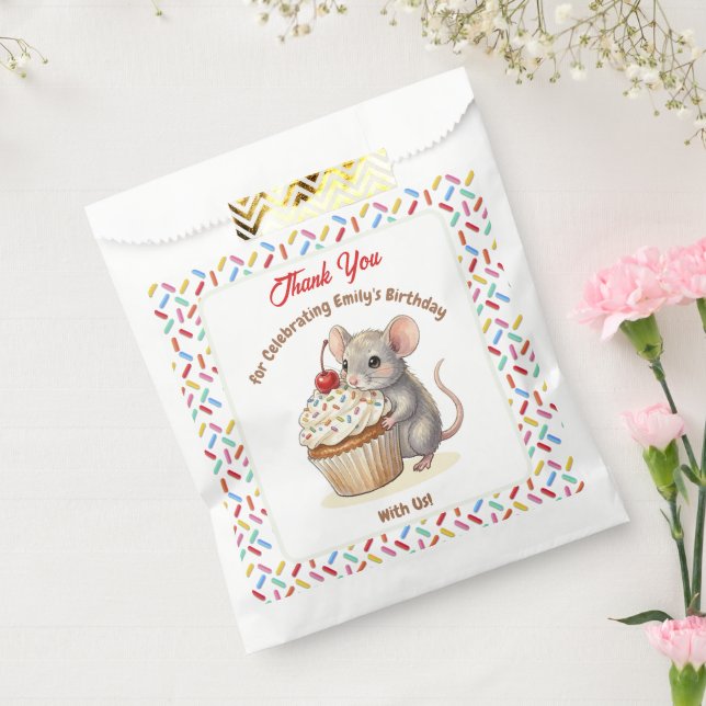 Girl's Birthday Party | Mouse & Cupcake Thank You Favour Bag (Sealed)