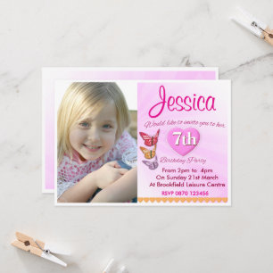 Girls Birthday Party Photo Invitation - Any Age