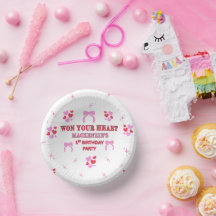 GIRLS BIRTHDAY PARTY ROUND HEARTS 7 INCH WHITE