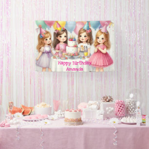 Girls Birthday Personalised Pink Banner