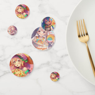 Girl's Birthday Pizza Party Anime Themed Confetti