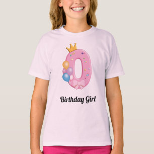 Girls Birthday Shirt Number 0 Pink Donut Theme