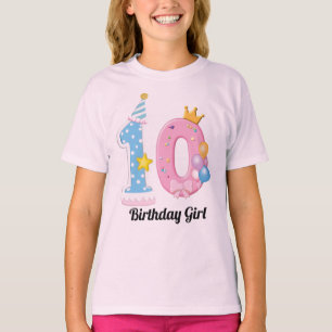 Girls Birthday Shirt Number 10 Pink Doughnut Theme