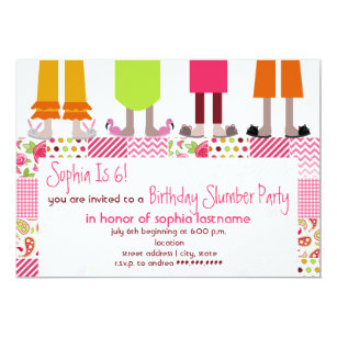 Girls Birthday Slumber Party Sleepover Patchwork Invitation
