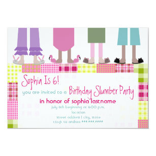 Girls Birthday Slumber Party Sleepover Plaid Invitation