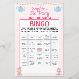 Girls Birthday Tea Party Find The Guest Bingo