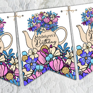 Girls Birthday Tea Party Floral Bunting