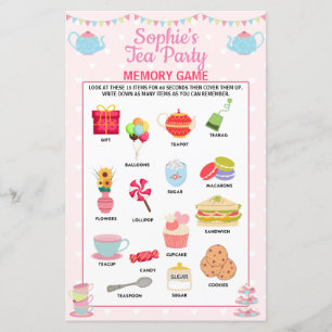 Girls Birthday Tea Party Memory Game
