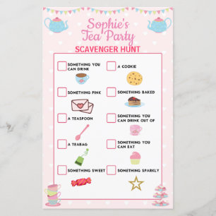 Girls Birthday Tea Party Scavenger Hunt