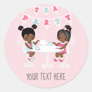 Girl's Birthday Tea Party Shabby-Chic Personalised Classic Round Sticker