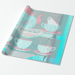 Girl's Birthday Tea Party Shabby-Chic Personalised Wrapping Paper