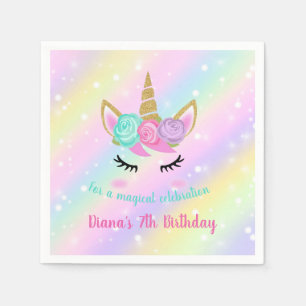 Girl's Birthday Unicorn Theme  Napkin