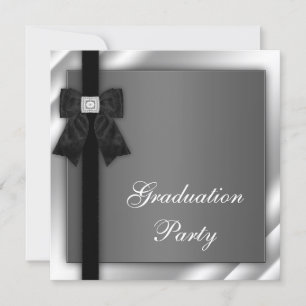 Girls Black and White Graduation Party Invitation
