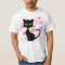 Girl's Black Cat With Pink Hearts T-shirt
