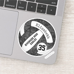 Girls black white volleyball w school team name