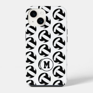 girls black white volleyballs pattern iPhone 14 case