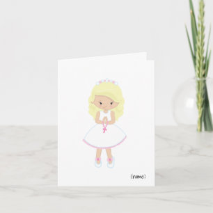 Girls (Blonde Hair) First Holy Communion  Card