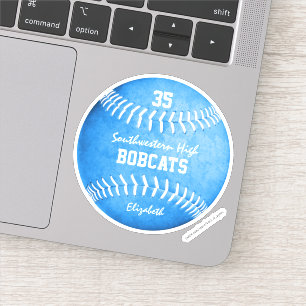 girls blue softball custom team name sticker