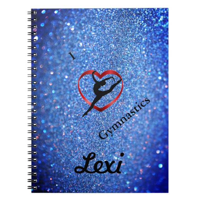 GIRLS BLUE SPARKLE CUSTOMIZED GYMNASTICS NOTEBOOK (Front)